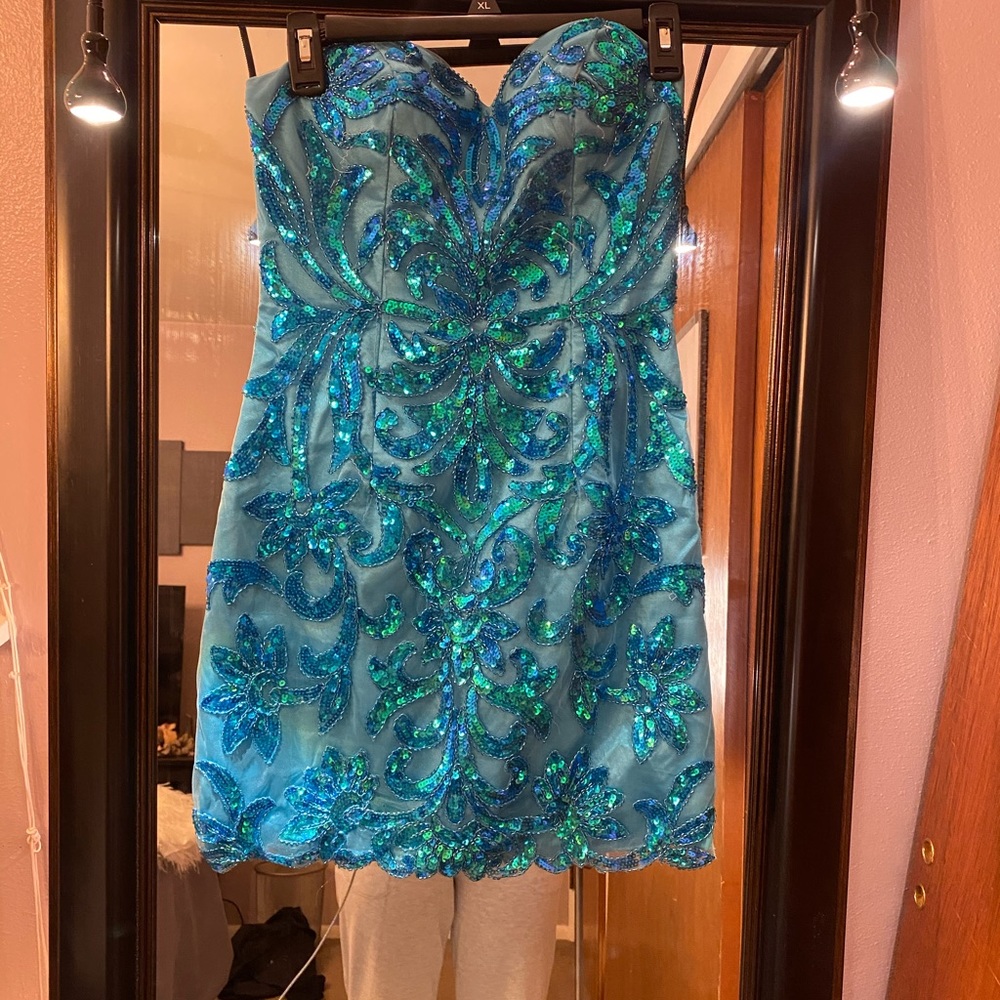 Strapless Blue Dress